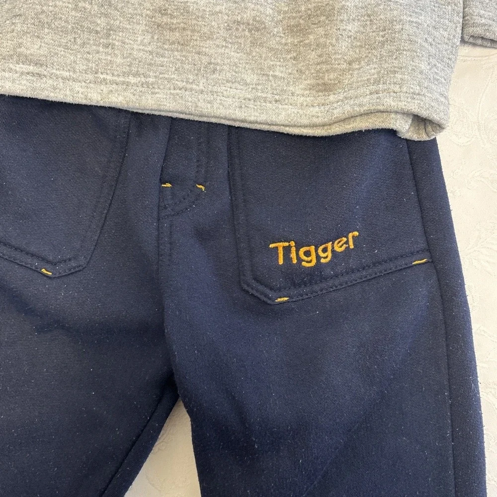 Vintage Disney Tigger Fleece Sweatshirt and Sweatpants Set‎ Gray Navy 24M